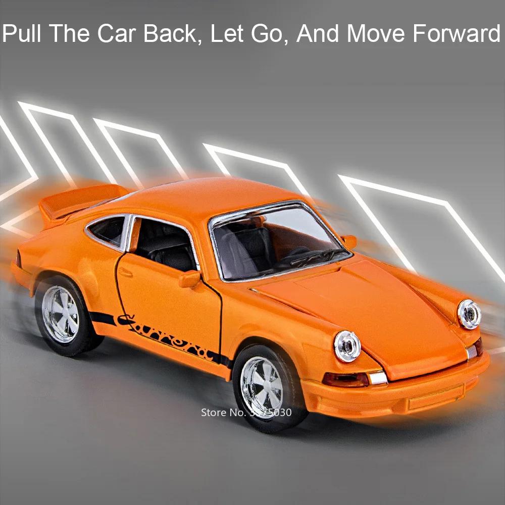 1:36 Porsche 911 Carrera 1974 Toy Models Alloy Diecast Cars 4 Doors Opened Light Sound Miniature Vehicles Boys Educational Toys