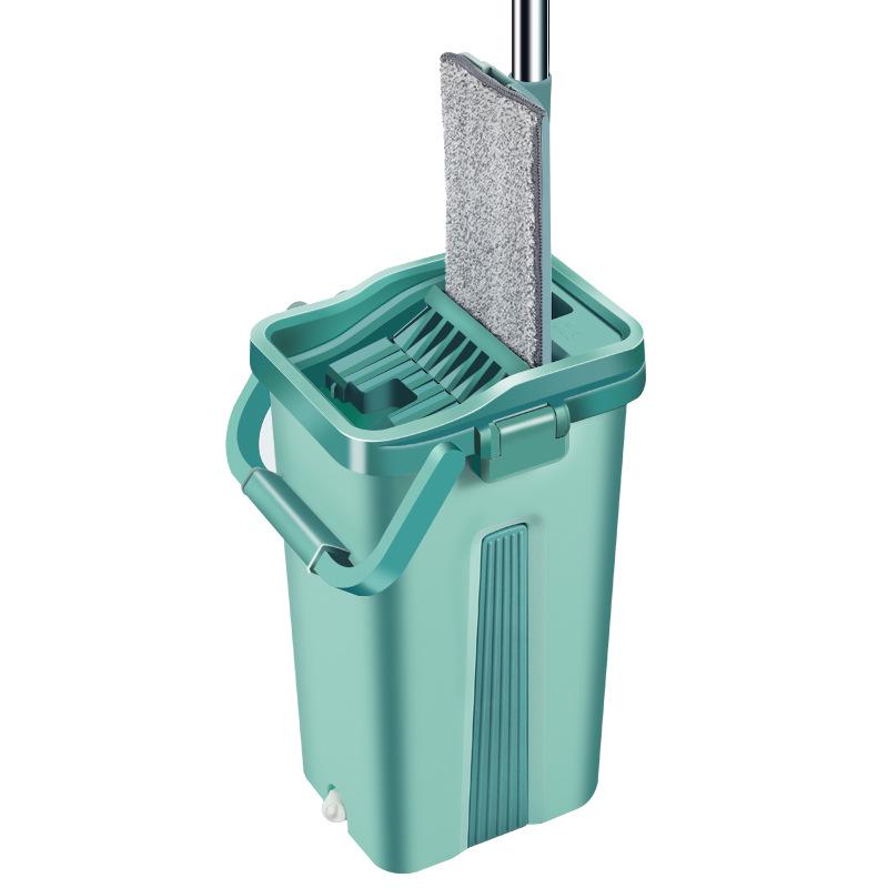 Hands-Free Flat Mop: Dual-Use Scratch-Off Design for Easy, Efficient Cleaning with Bucket.