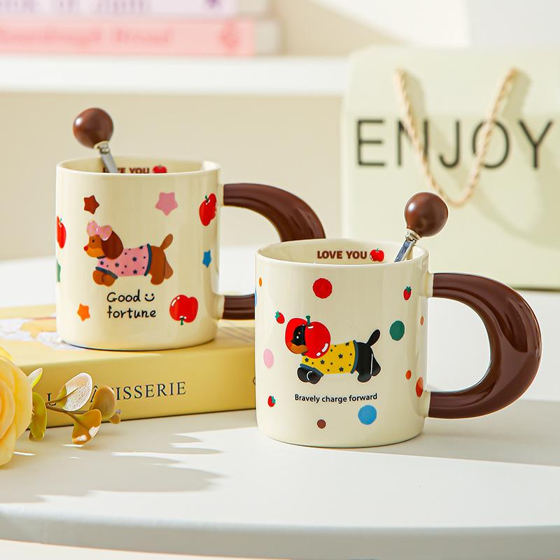Dachshund Mug Girl Cute Household Drinking Cup New Coffee Breakfast Cup Couple Ceramic Cup