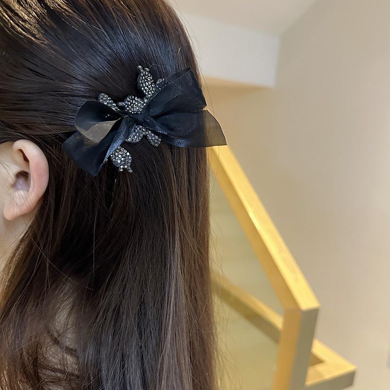 Korean Rhinestone Butterfly Hair Clip for Women - Elegant Duckbill Design for Bangs & Side Hair.