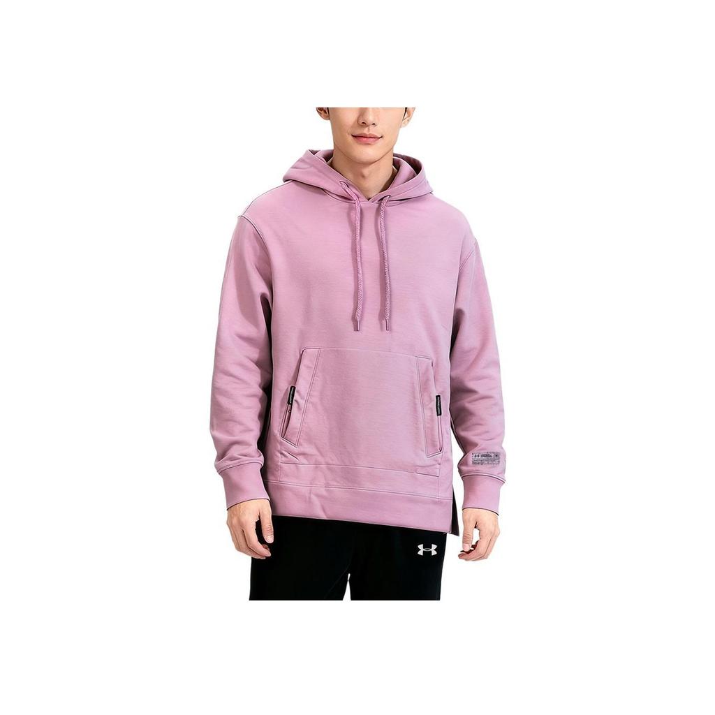 Under Armour Solid Color Hoodie With Drawstring Men Tops Pink 1377173-697
