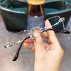 New Frameless Retro Metal Frame Hd Reading Glasses Men's Anti-blue Light Elderly Reading Glasses JH265