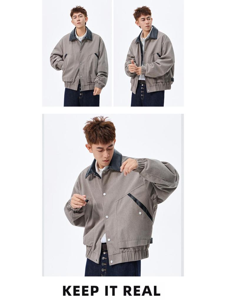 ACU Menswear | Men's Color Block Corduroy Lapel Jacket - 2026 Autumn/Winter High-End Casual Patchwork