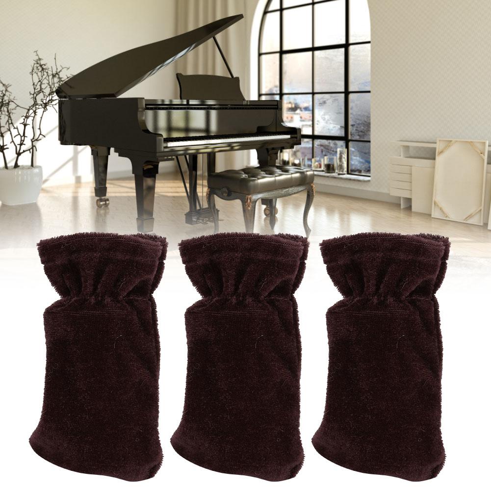 3Pcs Universal Pleuche Piano Pedal Cover Protective Musical Instruments Accessory(coffee)