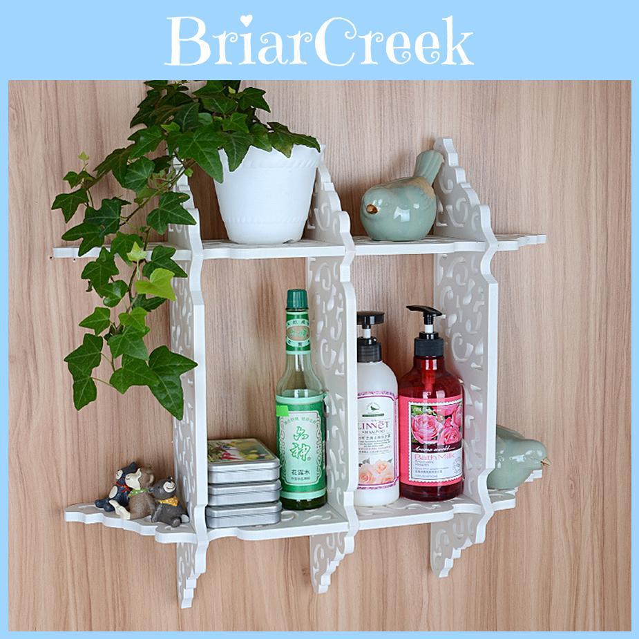 Wall Mounted Pvc Multilayer Shelf With Hollow Design For Home Storage And Organizer
