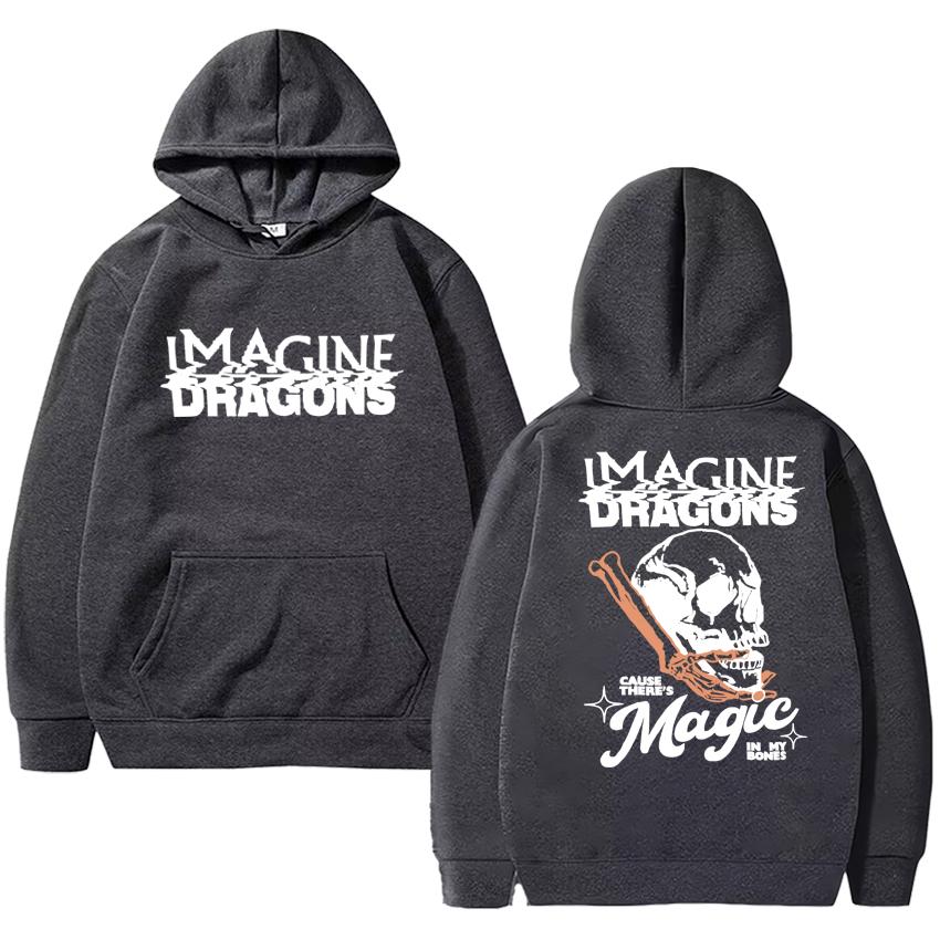 Imagine Dragons Magic In My Bones Skull Gothic Printed Hoodies 2025 Men Women Punk Streetwear Unisex Fleece Long Sleeve Pullover
