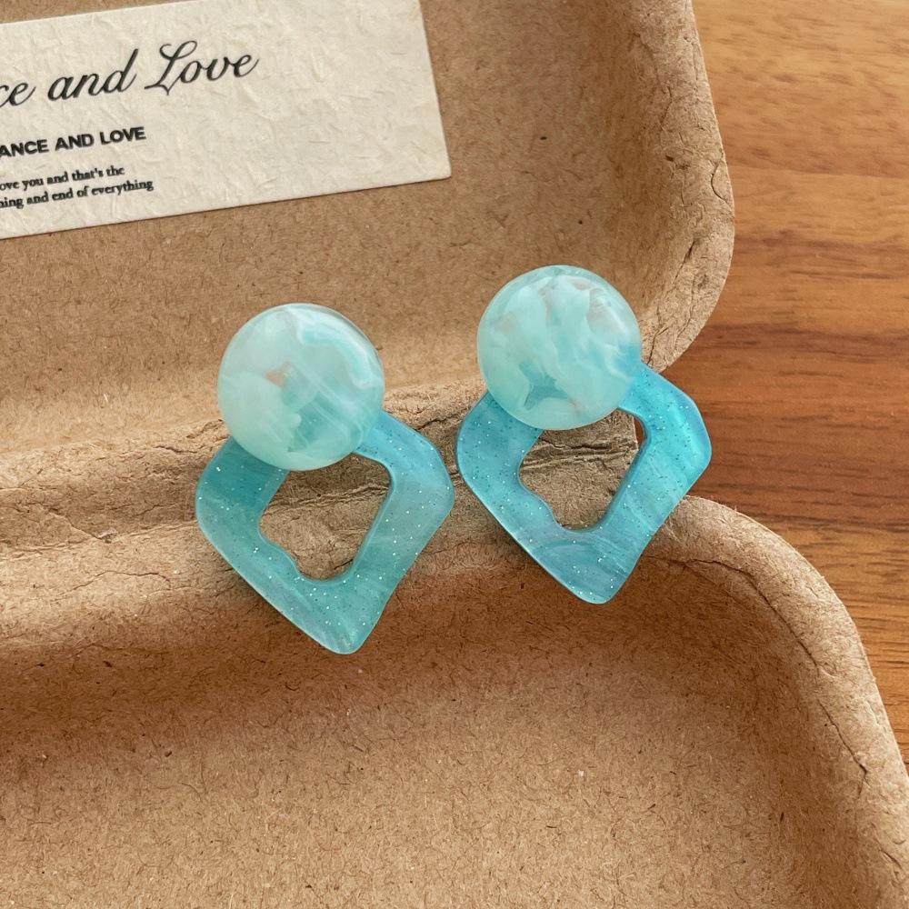 Gradient Resin Earrings Stylish Elegant Round Women Jewelry