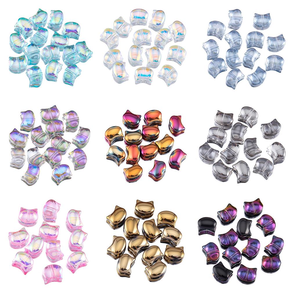 10 Stück 50 Stück Bunte Katzenkopf-förmige Acrylperlen Bunte lose Abstandshalterperlen für die Schmuckherstellung DIY Armband Halskette Zubehör