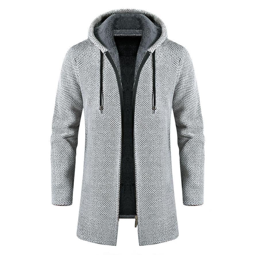 Men's Sweaters Coat Autumn Winter New Warm Zipper Medium Long Velvet  Cardigan Sweaters Man Casual Knitwear Plush Sweatercoat Mens Clothes
