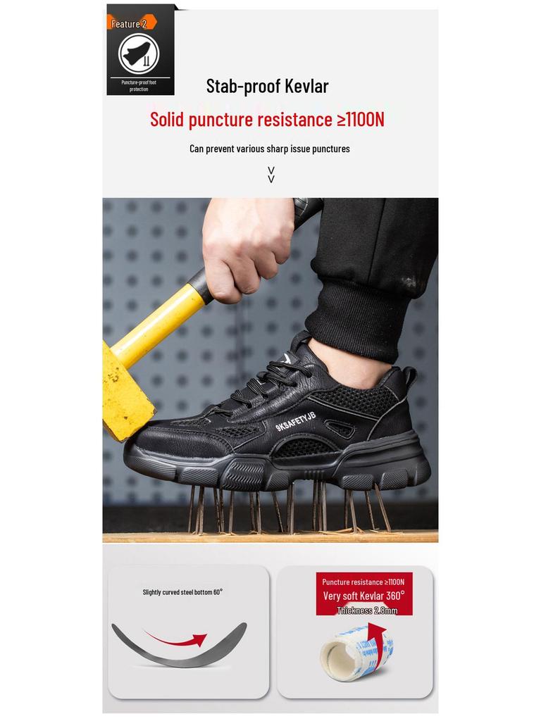 Steel Toe Breathable Work Shoes: Anti-Smash, Anti-Puncture, Comfortable, Lightweight, Safety Shoes for Long Hours Standing.