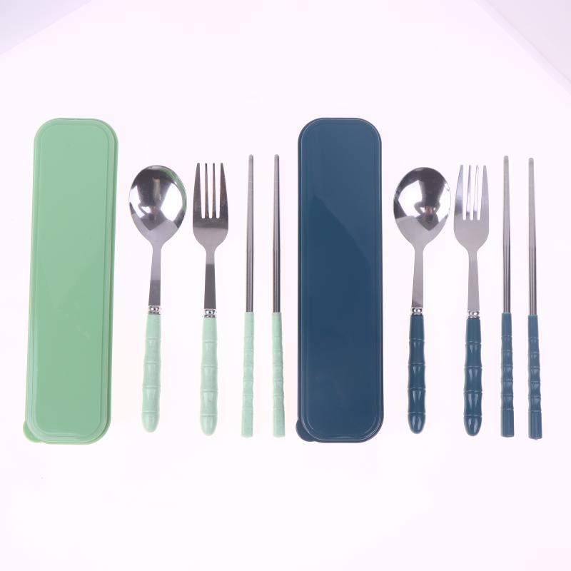 3Pcs Stainless Steel Portable Student Tableware Outdoor Travel Box Spoon Fork Chopsticks Set Adult Gift Cutler
