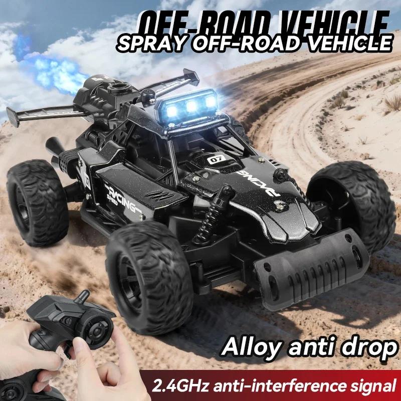 ZWN 1:18 2.4G RC Car With LED Light Alloy Light Spray 2WD Off-road Remote Control Climbing Vehicle Outdoor Cars Toy Gift for Kid