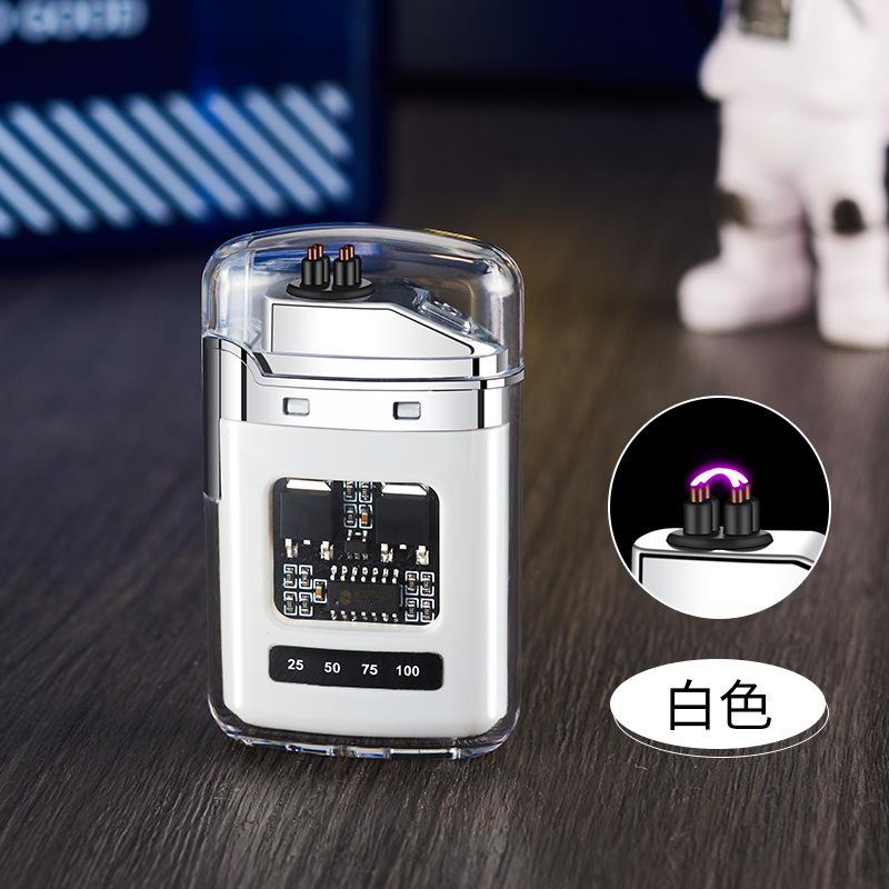2025 New Creative Transparent Shell Electronic Pulse Lighter Portable Double Arc Windproof Men's Electric Cigarette Gift