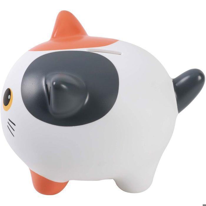 Tirelire - chat - 19x17cm - tricolore - plastique - enfant