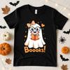 Booooks Cute Ghost Book Lover Halloween Graphic T-Shirt S-5XL