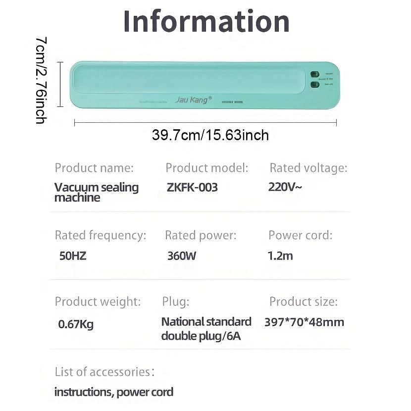 

Compact Vacuum Sealer with 10pcs Vacuum Bags 220V EU Machine Automatic Seal Storage for Nuts Meat Fruits Vegetables зелений
