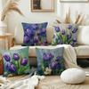 Purple Gladiolus Oil Painting Digital Printing Pillow Cover Short Plush Suitable Living Rooms Bedrooms Sofas Throw Cushion Cover