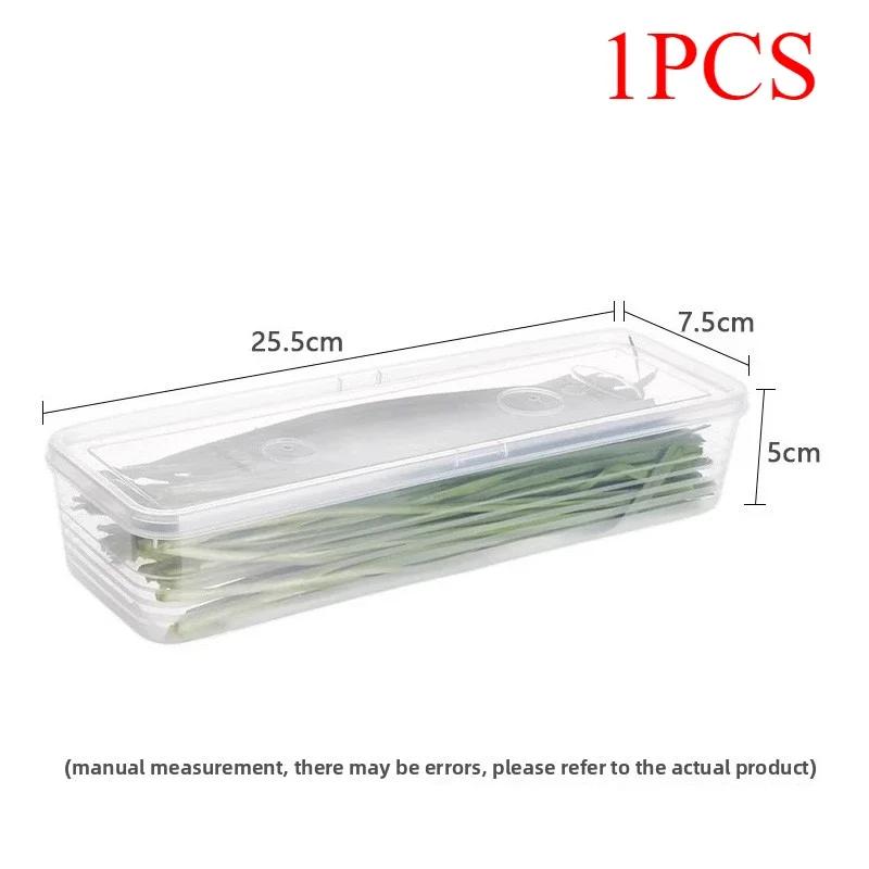 Refrigerator Fresh-keeping Storage Boxes Plastic Vegetable Scallions Food Container with Lid Kitchen Transparent Organizer