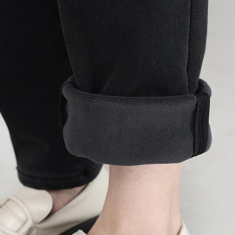 Women's Fleece-Lined Mid-High Waist Straight-Leg Jeans