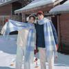 Tartan Checkered Plaid Fringe Scarf Long Tassels Blue Checkered Muffler  Couples Matching