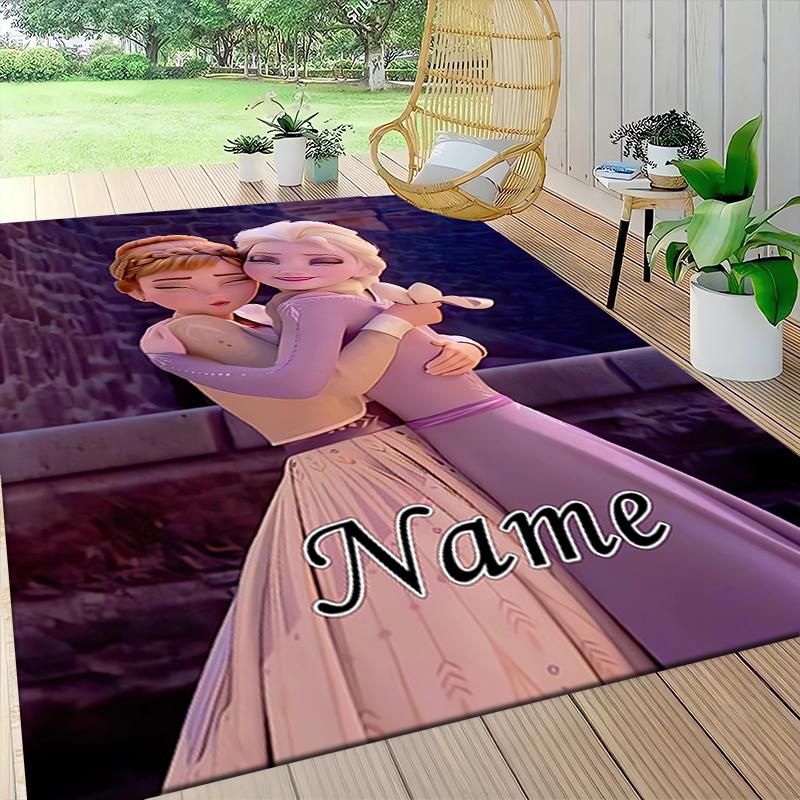 Custom Name Frozen Sisters Embrace Carpet Rug Customizable Soft Washable Anti-Slip Home Living Room Sofa Mats Personalized Rug. 0909282