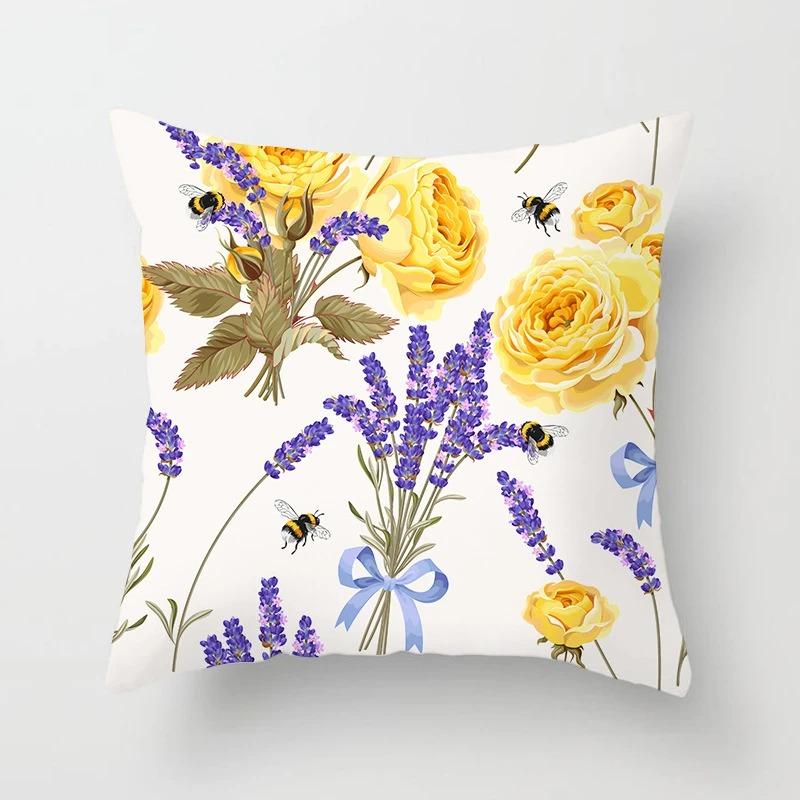 Flower Butterfly Print Pillowcase Car Ornaments Office Living Room Home Pillowcase