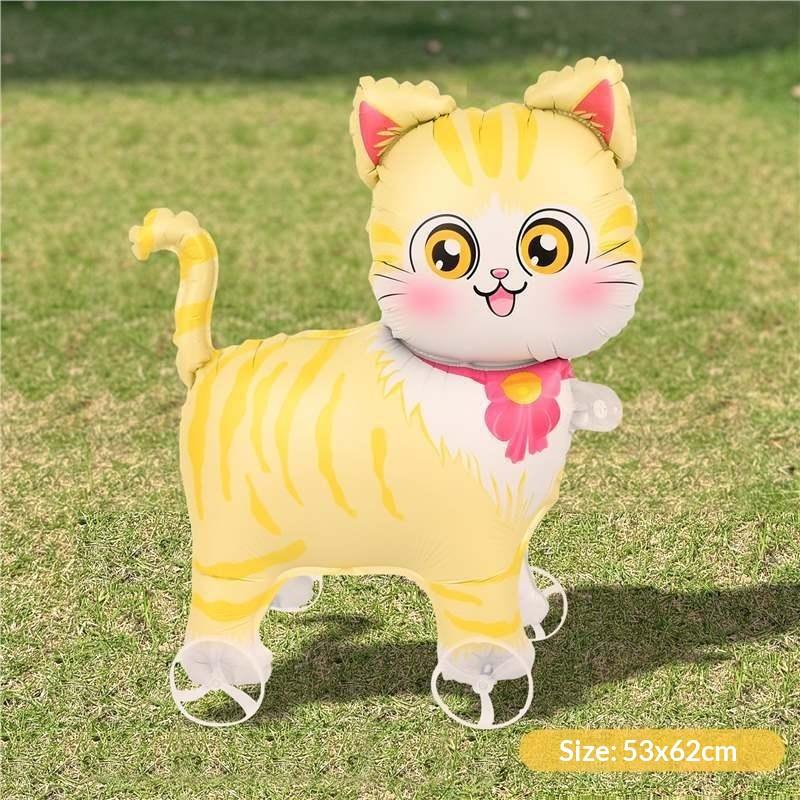 1Pc Cartoon Foil Balloon Animal Stand Walking Balloon With Wheel For Kid Birthday Party Decor Ballons Baby Shower Accessories