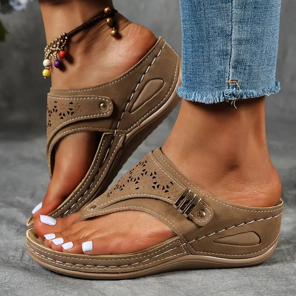 Glitter Sandals For Women Size 8 Thick Soled Wedge Heeled Women'S Outdoor Thong Sandals Fashionable And Casual Sandals For Woman