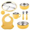 7-Piece Children's Dishes Set Baby Stainless Silicone Tableware Set Suction Cups Forks Spoons Mother and Baby Supplies