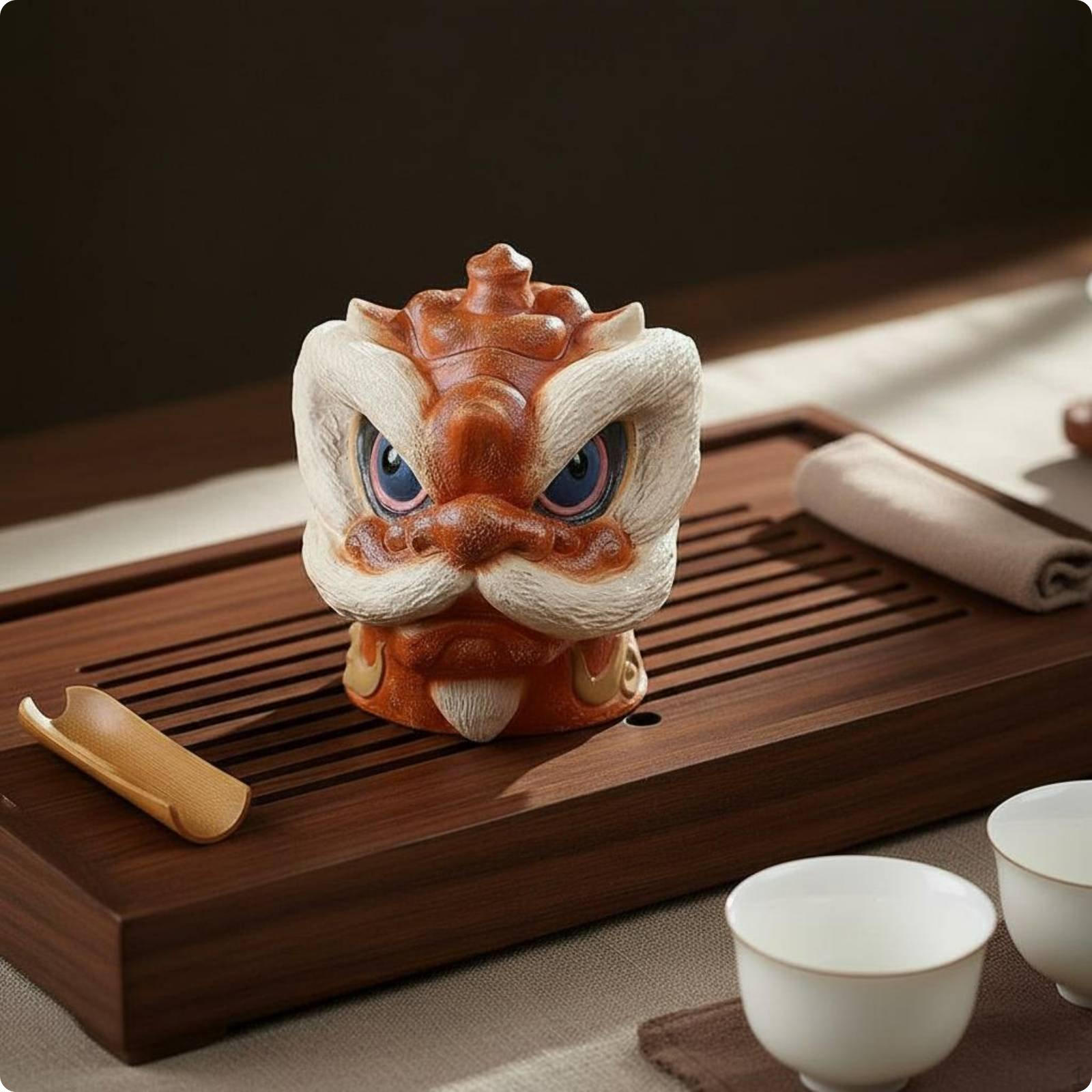 Dragon Handle Lion Lid Teapot Handmade Head Artistic Design Clay Tea Pot