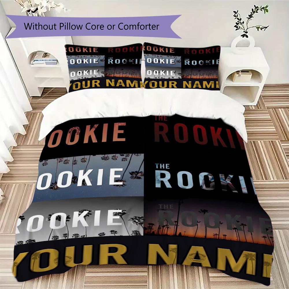 Custom Name The Rookie Pattern Bedding uilt Set uilt Cover Pillowcase Home Decoration Birthday Gift (1*duvet cover+2*pillowcase without core)