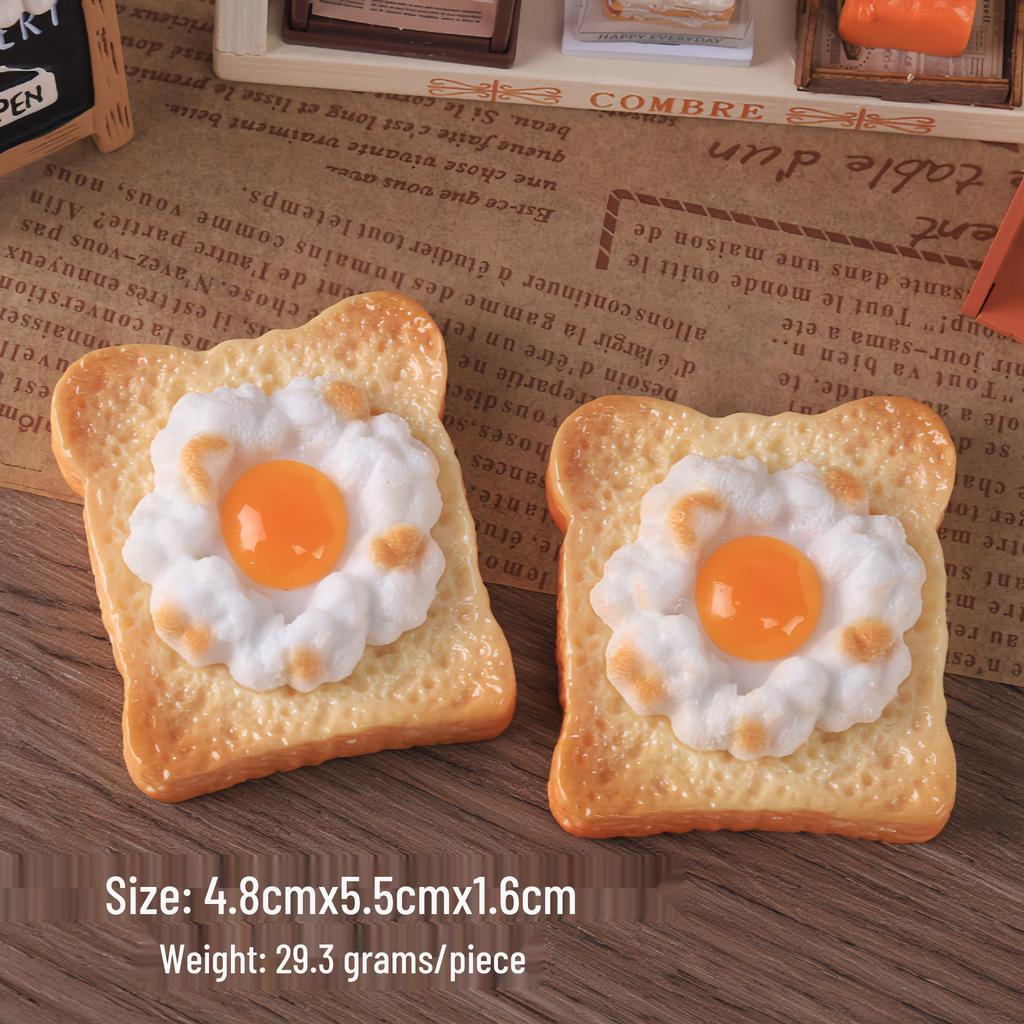 Large Fried Egg Bread Miniature Toy Magnet Pendant