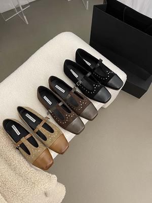 Fashion Square Toe Ladies Loafers Women Flats Shoes Black Brown Khaki Outside Daily Casual Shoes Woman 2024 New Arrivals Party Pumps 39
