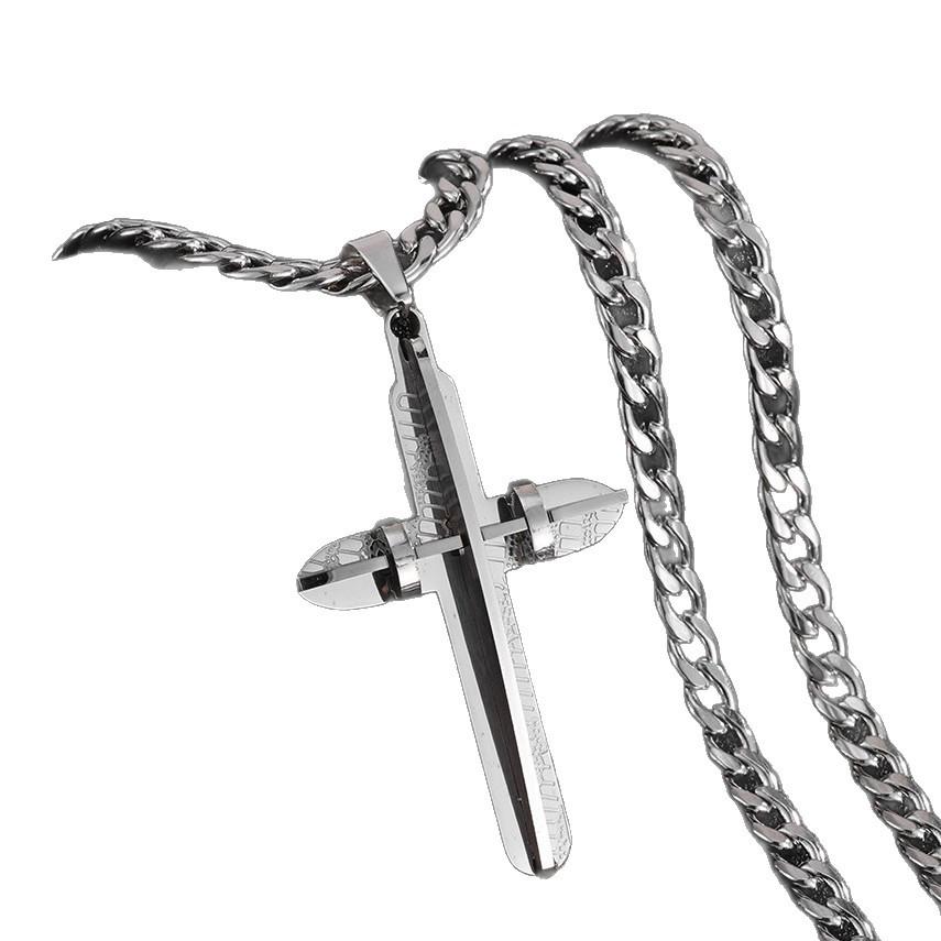 Herren-Halskette mit Edelstahl-Kreuzanhänger - Modischer Titanstahl-Schmuck