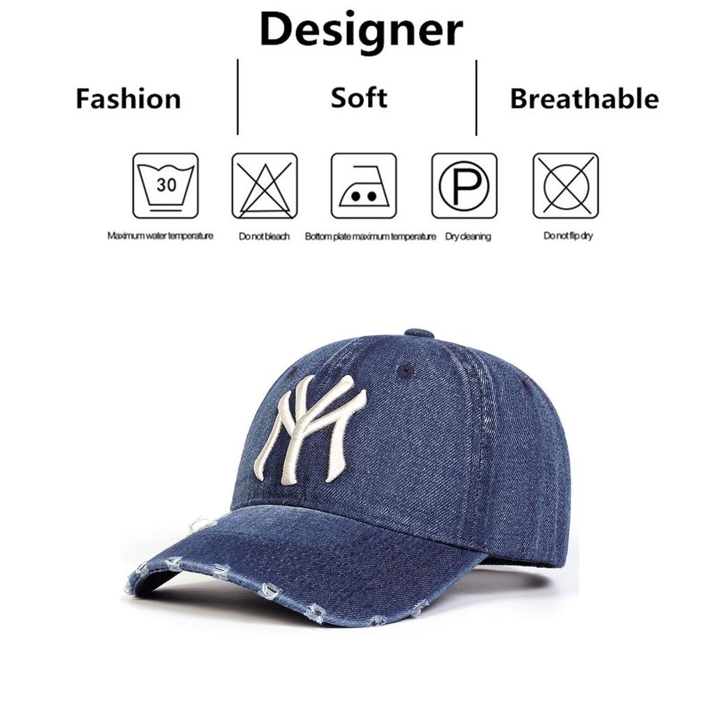Cappellini da Baseball in Denim da Donna con Ricamo di Lettere, Primavera e Autunno, Uso Esterno, Regolabili, Cappelli Casual, Cappello Parasole per Uomini e