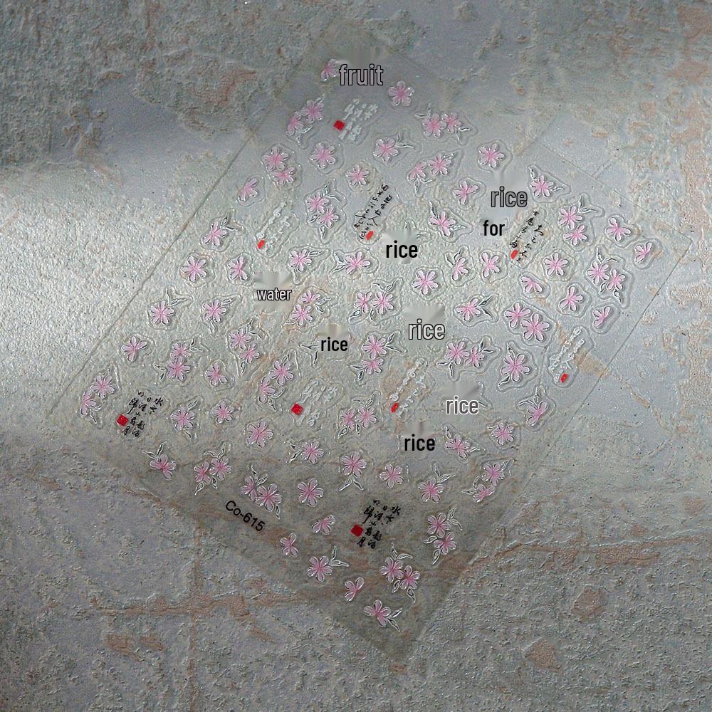 Silver Pink Cherry Blossom Nail & Phone Case Self-Adhesive Stickers