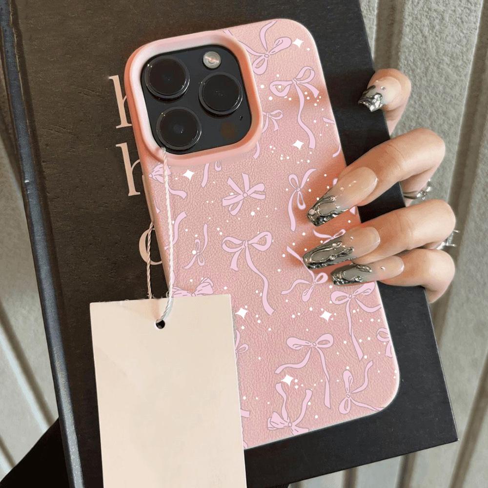 

HOT Pink Bow Knot Cool Lichee leather pattern Phone Case For Xiaomi mi 15T X7 F7 X6 M7 X5 M6 F5 X4 X3 Pro Ultra GT NFC 4G 5G Poco X6 Pro