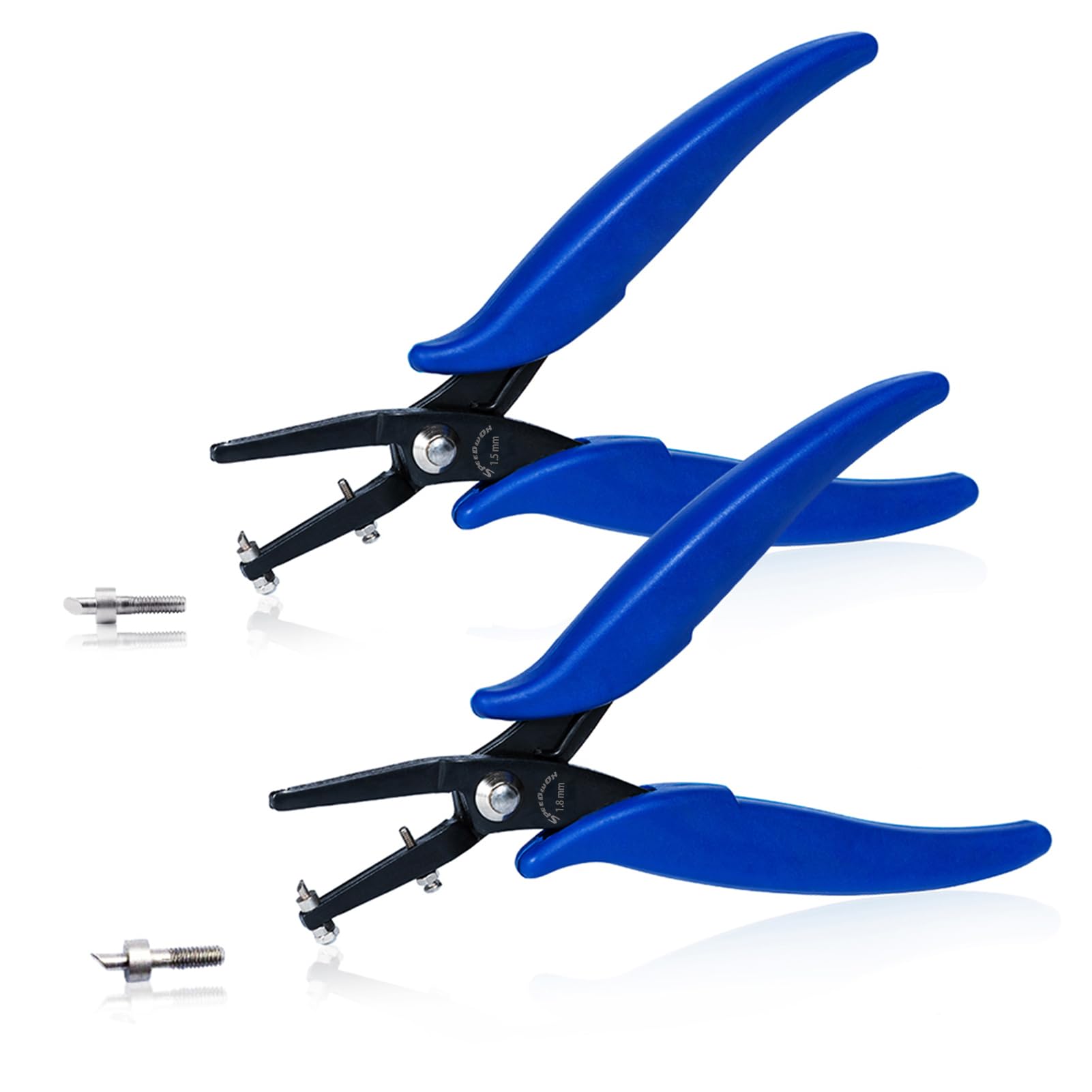 

SPEEDWOX Набор из 2 дыроколов для ювелирных изделий и дырокол с крафтовым отверстием Дырокол с шестерней для ювелирных изделий Круглый Профессиональный Крафт Металл, 1,5 мм 1,8 мм синий