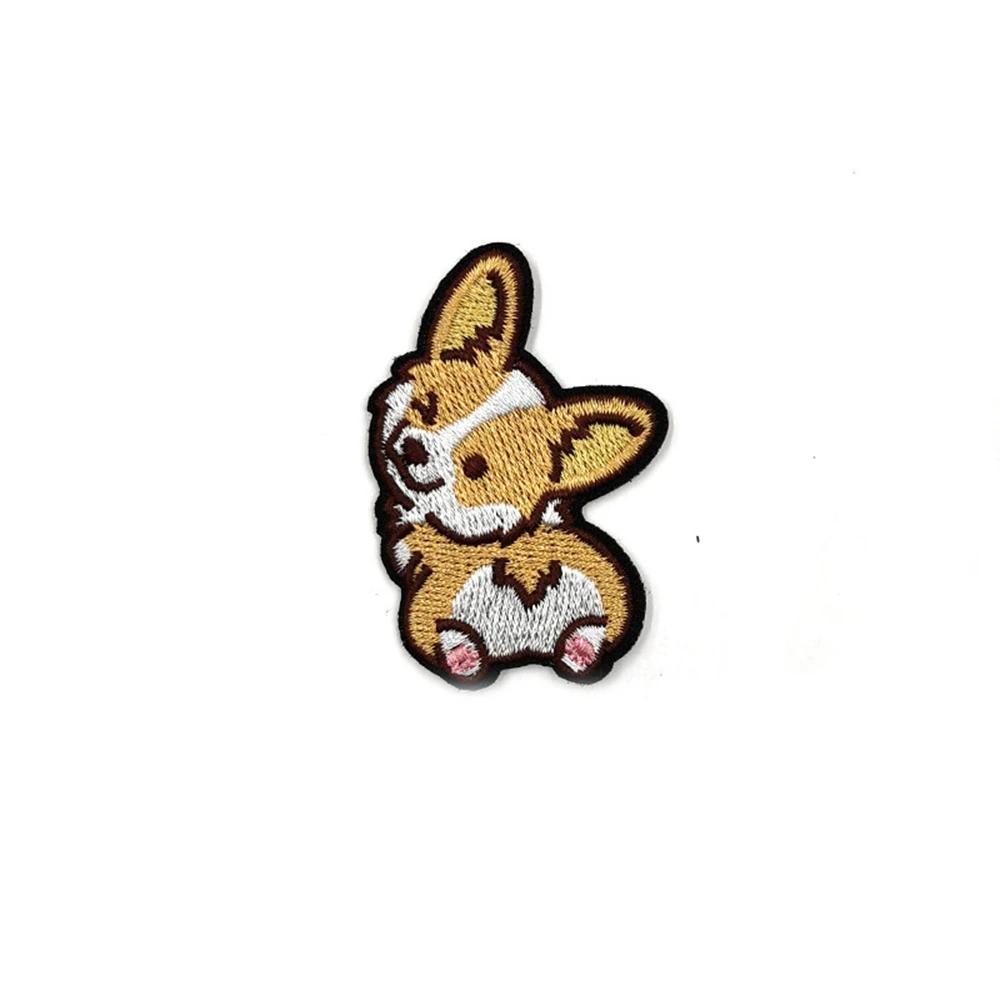 Aufnäher Tier Corgi Dackel Corgi Abzeichen Aufbügler für Kleidung Aufnäher Kleidung Stickerei Nähen Stoff Hundemuster Applikationen