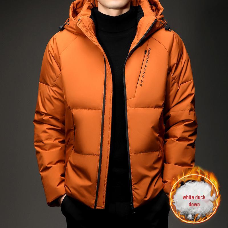 Men's Winter Hooded Down Jacket - Fashionable, Casual, Warm, Thick Windbreaker with White Duck Down Filling