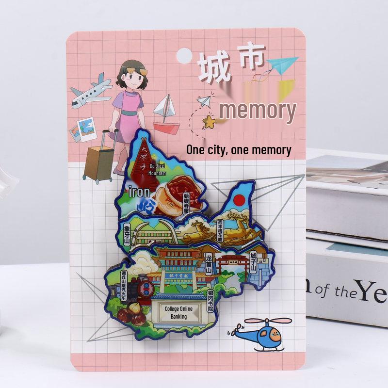 National City Scenic Cartoon Holz-Epoxid-Kühlschrankmagnet