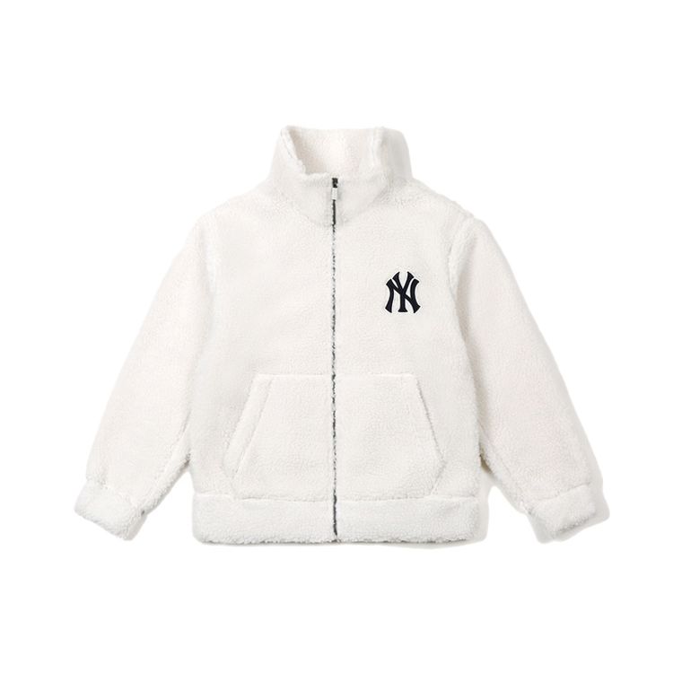 MLB Lamb Fleece Stand Collar Jacket Unisex Jacket Ivory 31JPF3061-50I