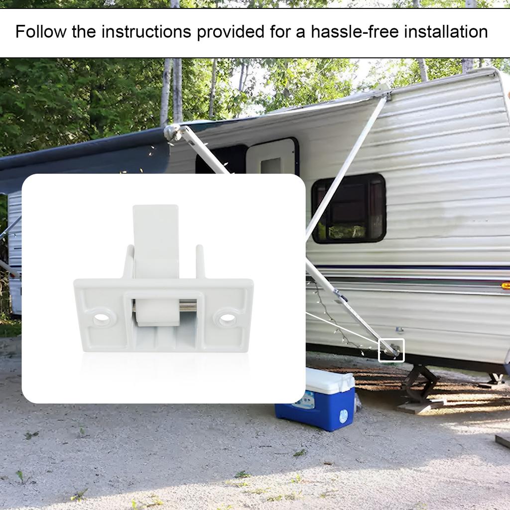 2PCS/Set RV Awning Bottom Mounting Bracket Steel Awning Arm Mounting Bracket Replacement Waterproof White Awning Bottom Mounting