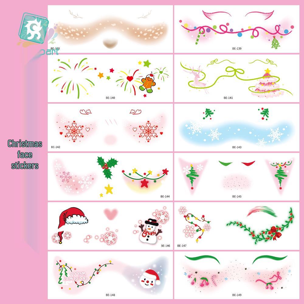 2025 Christmas Waterproof Tattoo & Makeup Stickers for Parties and Concerts