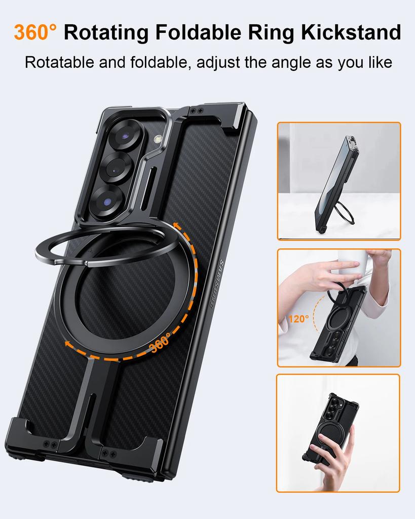 Custodia Oatsbasf per Samsung Galaxy Z Fold 6 5 Cover Magnetica per Telefono con Supporto Kickstand Magsafe Sottile Resistente agli Urti Cover in Metallo per Telefono