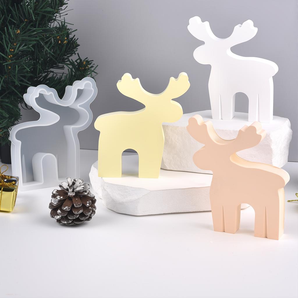 Christmas Tree Silicone Mold Santa Elk Scene Candle Mould Plaster Resin Mold 3D DIY Gypsum Aromatherapy Candle Mold Party Decor