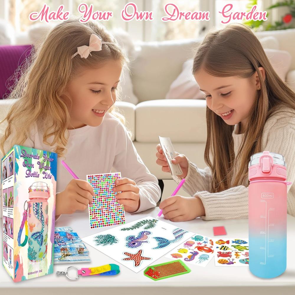 DIY Sada pro výrobu láhve na vodu pro děti, Dekorativní sada malířského umění, Kreativní ručně vyráběné hračky, Dárek k narozeninám pro dívky