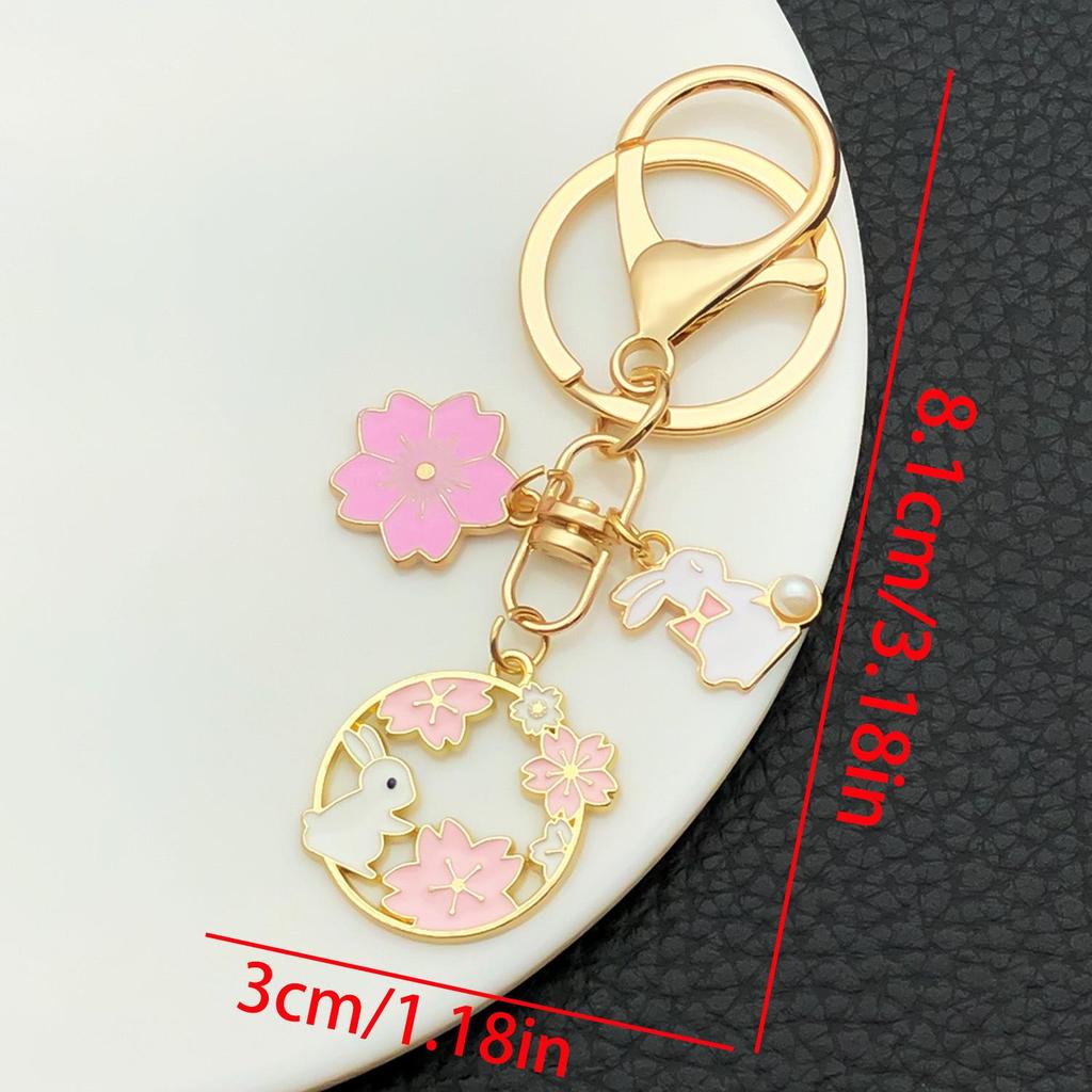 Cartoon Mid-Autumn Pink Bow Rabbit Keychain Pendant