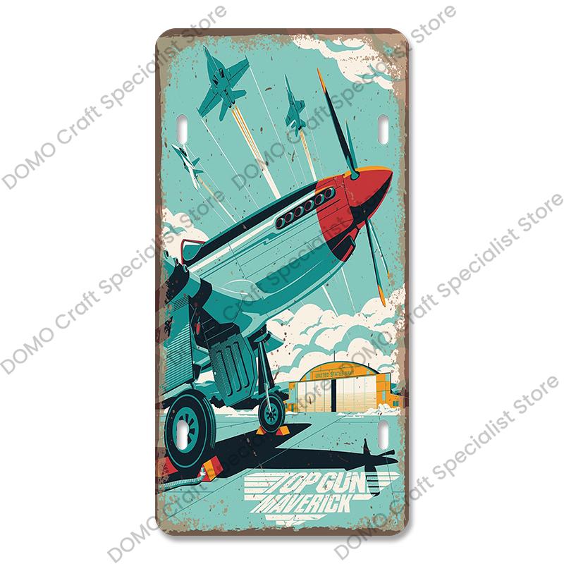 Air Races Metal Plate Tin Signs Retro Top Gun Airplane Metal Poster Garage Club Bar Home Wall Decoration 15x30cm