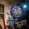 Halloween Stained Glass Pumpkin Suncatcher Adorable Ghost Design Hanging Window Decor for Indoor Outdoor Holiday Party